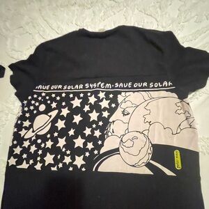 Peter Max.  Black Tee with Solar System and Stars